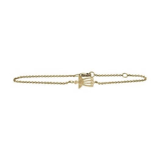 Heiring skytsengel armbånd i 18 karat forgyldt sølv med zirkonia, justerbart 15,5–18 cm.